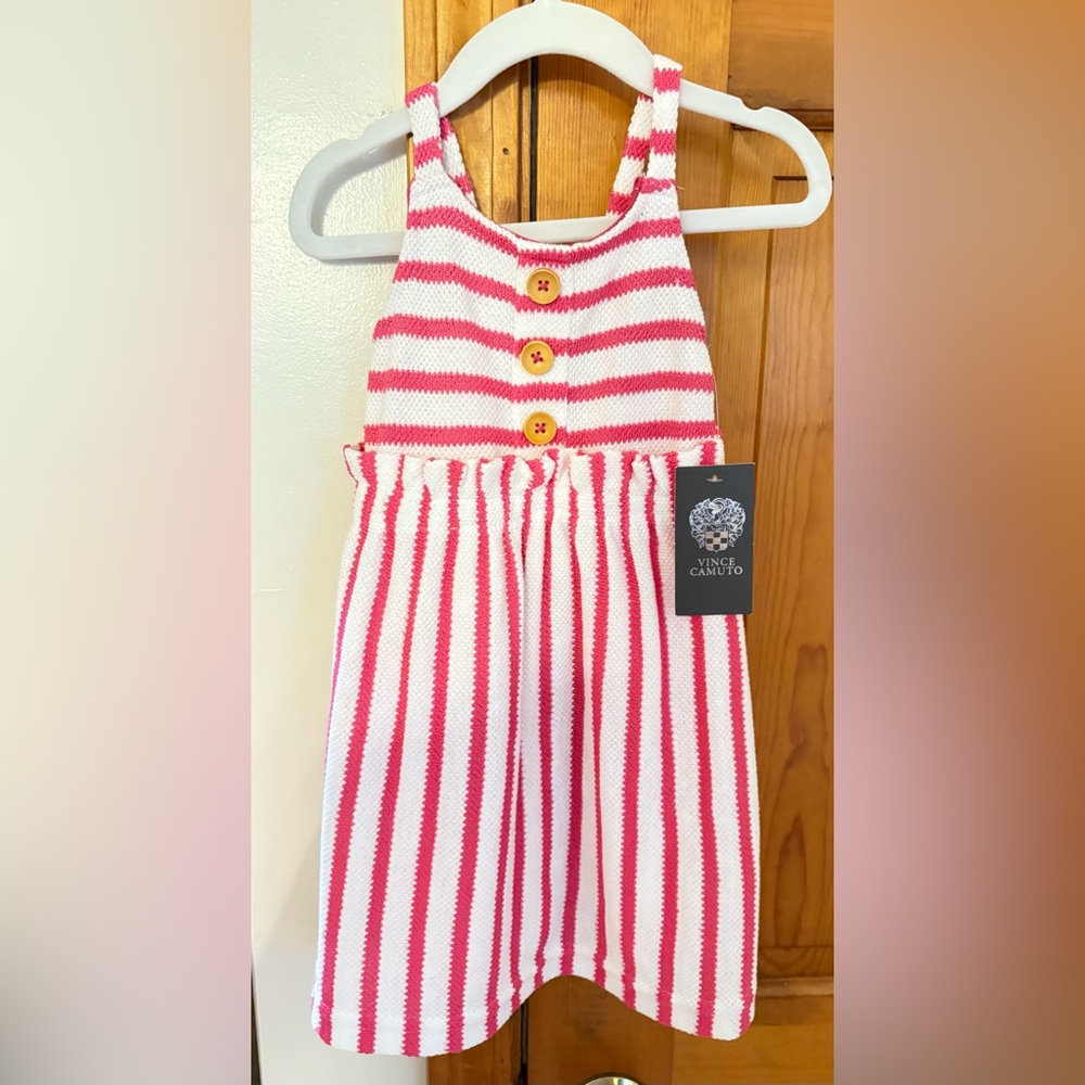 Vince Camuto Pink and White Striped Dress